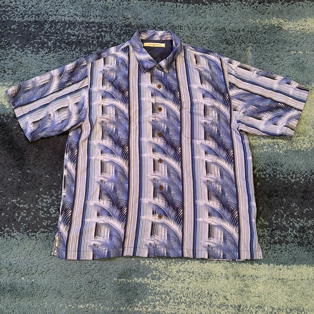 Tommy Bahama Silk Short Sleeve Button Up Camp Shirt Men's Large Hawaiian Floral